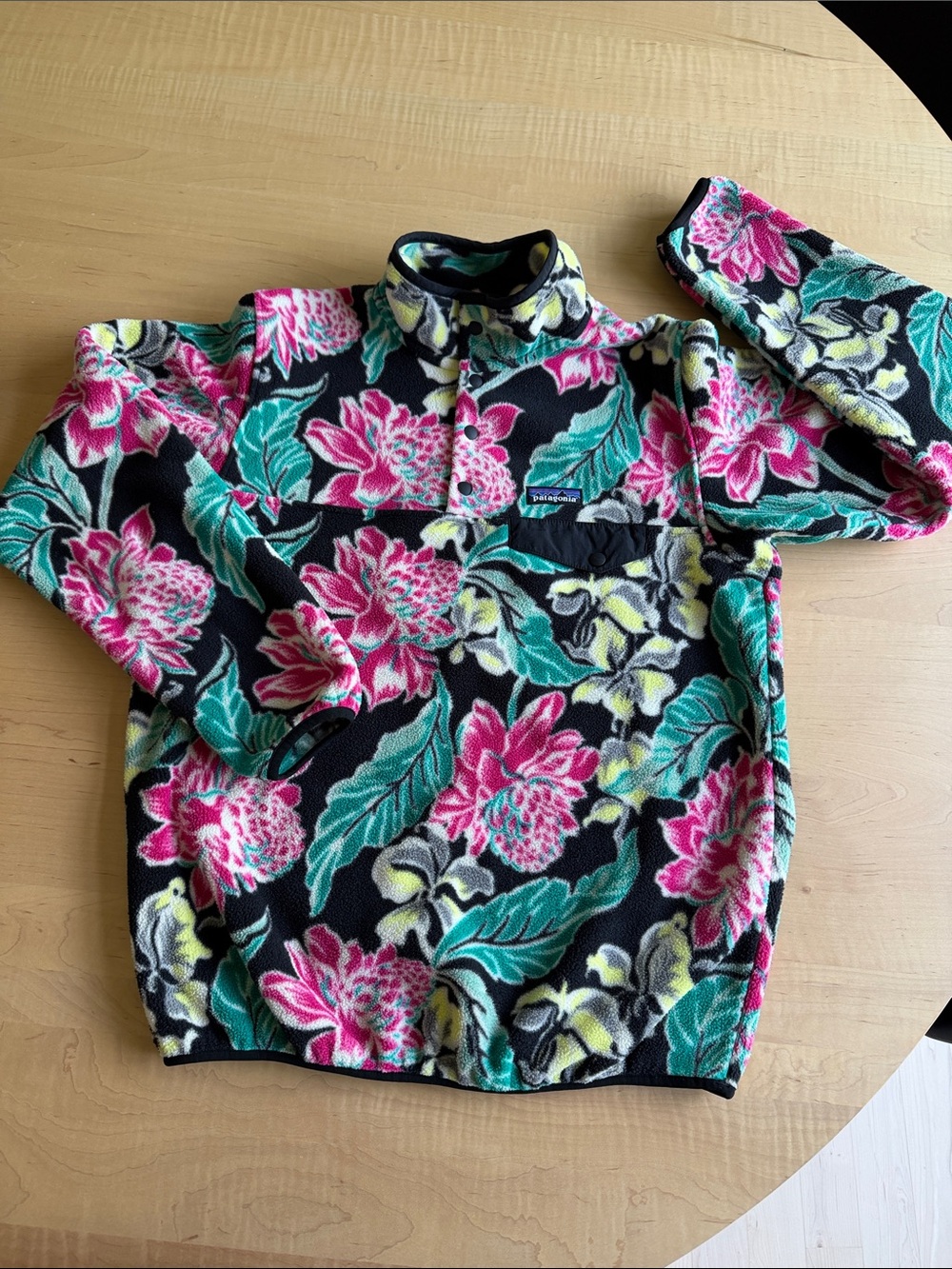 PATAGONIA Lightweight Synchilla Snap-T Fleece Pullover Jacket Floral Hawaiian
